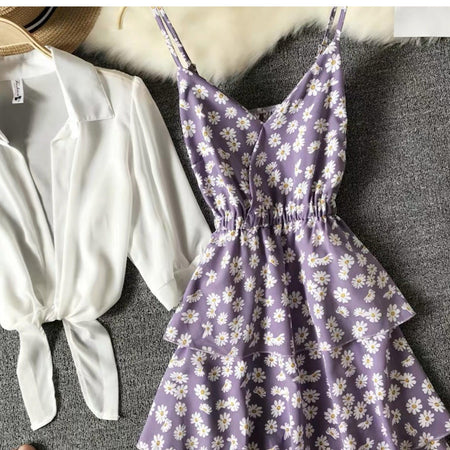 Morocco Floral Dress with Cape - close-up of bodice, purple - Miss Mosa By Akanksha
