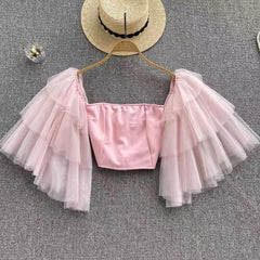 Moss Butterfly Top - front shot on hanger, pink - Miss Mosa By Akanksha