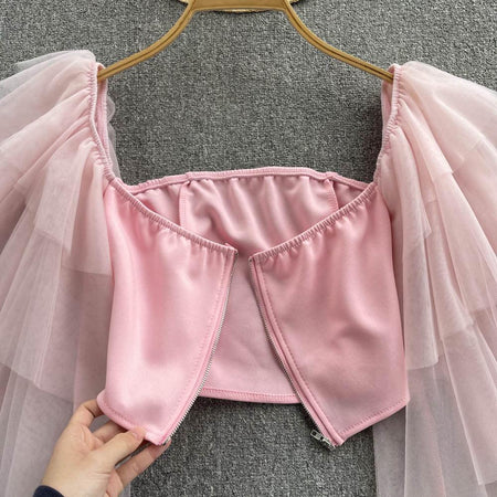 Moss Butterfly Top - back shot on hanger, pink - Miss Mosa By Akanksha