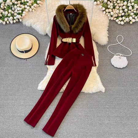 Murphy Luxury Coord Set - styled flat-lay shot, burgundy - Miss Mosa By Akanksha
