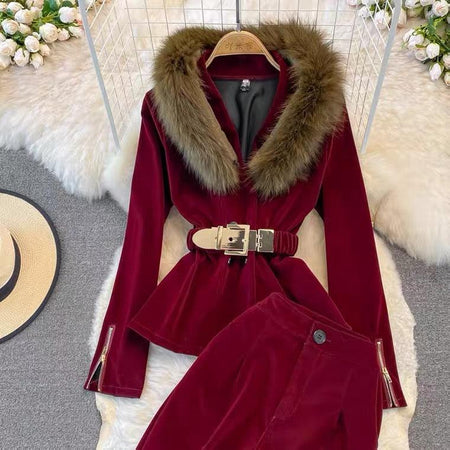 Murphy Luxury Coord Set - styled flat-lay shot, burgundy - Miss Mosa By Akanksha
