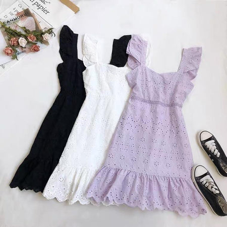 Mykonos Eyelet Dress - styled flat-lay shot, lilac - Miss Mosa By Akanksha