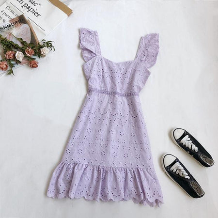 Mykonos Eyelet Dress - styled flat-lay shot, lilac - Miss Mosa By Akanksha