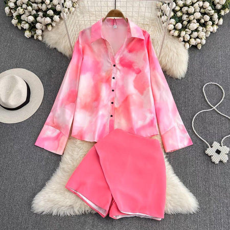 Nalani Luxe Coord Set In Pink - styled flat-lay shot, pink - Miss Mosa By Akanksha
