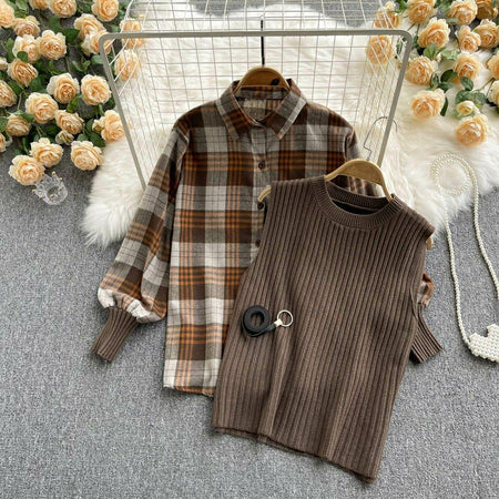 Noah Two Piece Set - styled flat-lay shot, brown - Miss Mosa By Akanksha