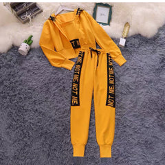 Not Me Luxury Tracksets - flat-lay product shot, yellow - Miss Mosa By Akanksha