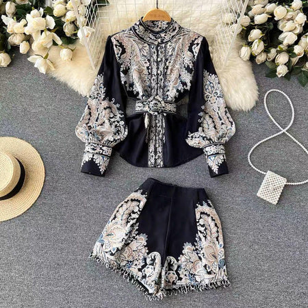 Novalee Coord Set In Dark Blue - styled flat-lay shot, navy - Miss Mosa By Akanksha