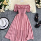 Off Shoulder Florida Dress - styled flat-lay shot, pink - Miss Mosa By Akanksha