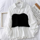 Panelled Lantern Sleeve Blouse - styled flat-lay shot, white - Miss Mosa By Akanksha