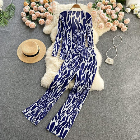 Paros Abstract Coord Set In Blue - styled flat-lay shot, blue - Miss Mosa By Akanksha
