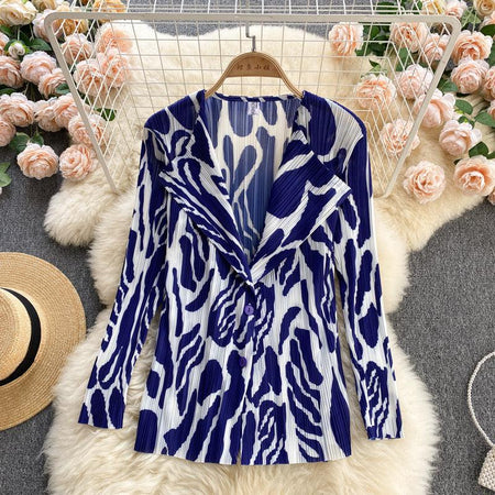 Paros Abstract Coord Set In Blue - flat-lay product shot, blue - Miss Mosa By Akanksha