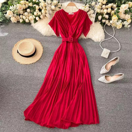 Parota Statement Dress - styled flat-lay shot, red - Miss Mosa By Akanksha