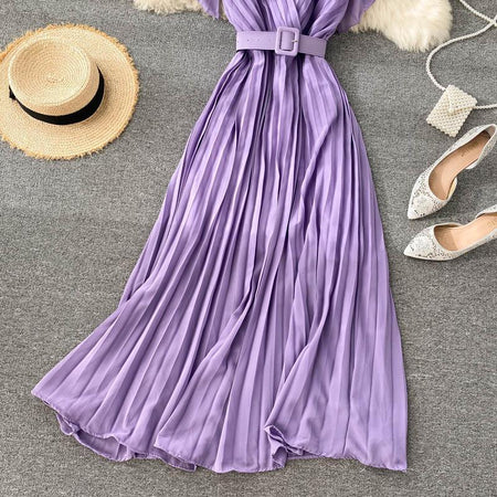 Parota Statement Dress - styled flat-lay shot, lilac - Miss Mosa By Akanksha