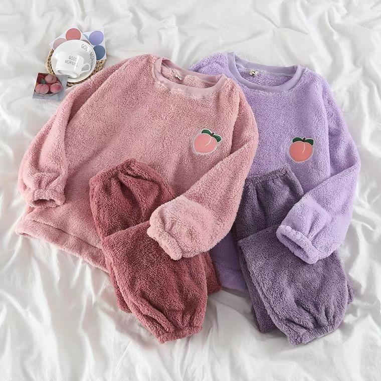 Buy Peach Fuzzy Nightset for Women Online in India