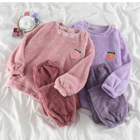 Peach Fuzzy Nightset - styled flat-lay shot, multicolour - Miss Mosa By Akanksha