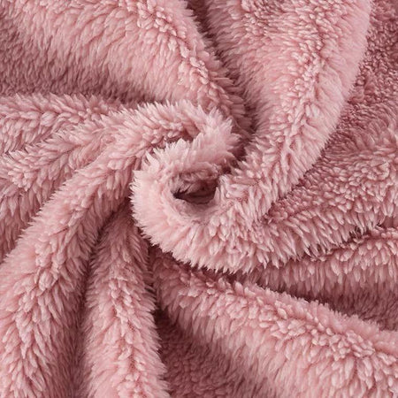 Peach Fuzzy Nightset - close-up of fleece fabric, pink - Miss Mosa By Akanksha