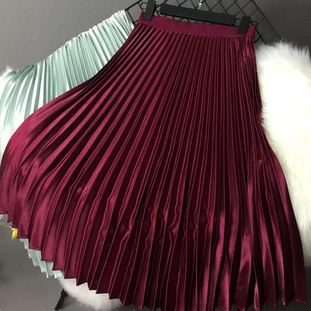 Pegmove Pleated Skirts - styled flat-lay shot, wine - Miss Mosa By Akanksha