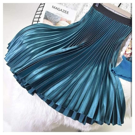 Pegmove Pleated Skirts - styled flat-lay shot, teal - Miss Mosa By Akanksha