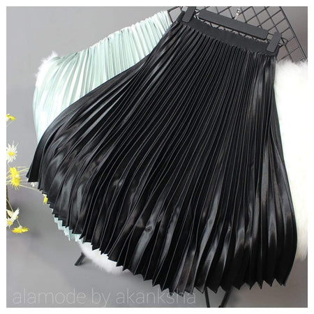 Pegmove Pleated Skirts - styled flat-lay shot, black - Miss Mosa By Akanksha