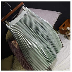 Pegmove Pleated Skirts - front shot on hanger, mint green - Miss Mosa By Akanksha