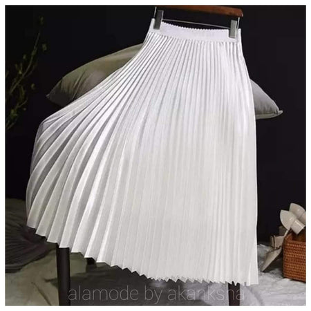 Pegmove Pleated Skirts - front shot on hanger, white - Miss Mosa By Akanksha