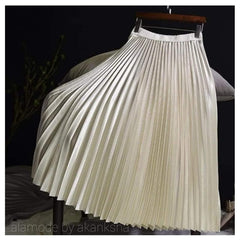 Pegmove Pleated Skirts - front shot on hanger, cream - Miss Mosa By Akanksha