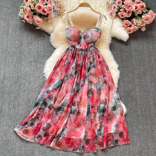Peony Bustier Dress In Multicolor