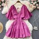 Pepe Eyelet Dress - styled flat-lay shot, magenta - Miss Mosa By Akanksha