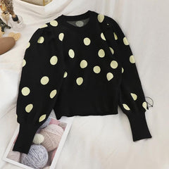 Polka Fanatic Sweaters - styled flat-lay shot, black - Miss Mosa By Akanksha