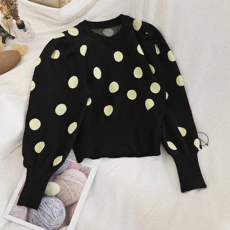 Polka Fanatic Sweaters - styled flat-lay shot, black - Miss Mosa By Akanksha