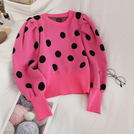 Polka Fanatic Sweaters - styled flat-lay shot, pink - Miss Mosa By Akanksha
