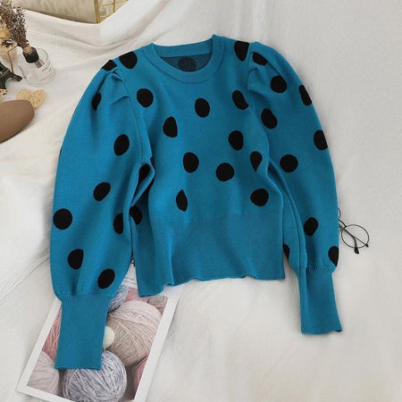 Polka Fanatic Sweaters - styled flat-lay shot, blue - Miss Mosa By Akanksha