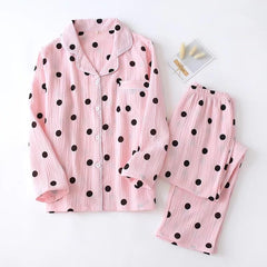 Polka Luxury Nightsets - flat-lay product shot, pink - Miss Mosa By Akanksha