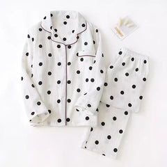 Polka Luxury Nightsets - flat-lay product shot, white - Miss Mosa By Akanksha