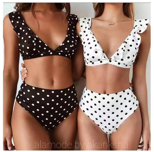 Polka Ruffled Bikinis - Alamode By Akanksha