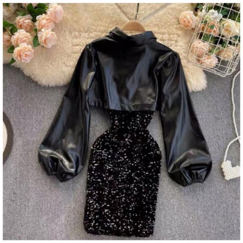 Raina Sequined Dress In Black