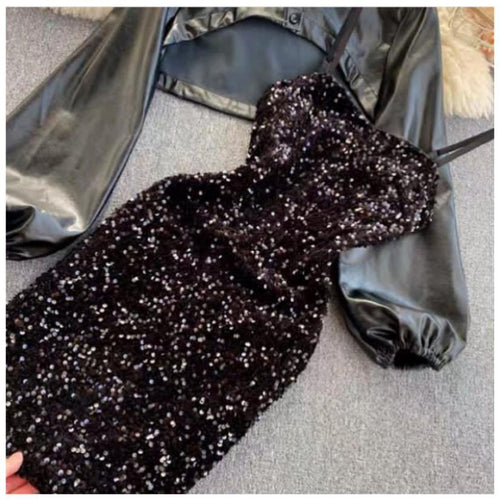 Raina Sequined Dress In Black