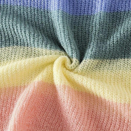 Rainbow Pullover In Multicolour - close-up of fabric, multicolour - Miss Mosa By Akanksha