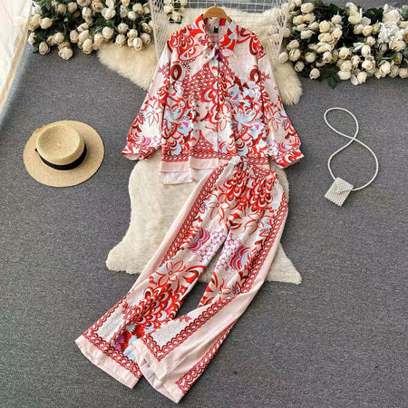 Rayna Abstract Coord Set In Off-White - styled flat-lay shot, multicolour - Miss Mosa By Akanksha