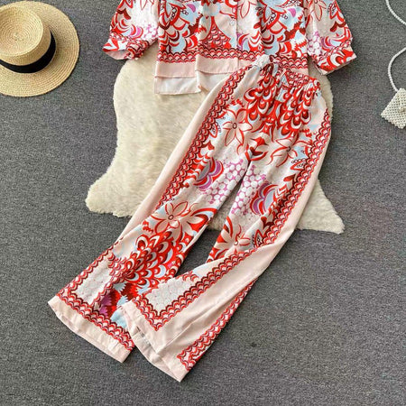 Rayna Abstract Coord Set In Off-White - close-up of trousers, multicolour - Miss Mosa By Akanksha