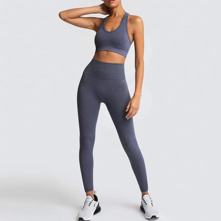 Rebecca Activewear Set - front shot on model, grey - Miss Mosa By Akanksha