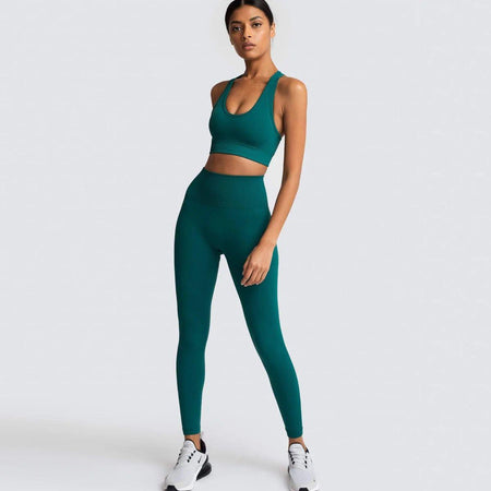 Rebecca Activewear Set - front shot on model, teal - Miss Mosa By Akanksha