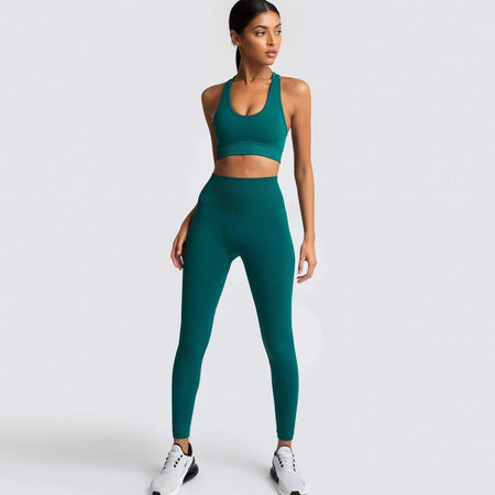 Rebecca Activewear Set - front shot on model, teal - Miss Mosa By Akanksha
