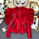 Rebel Zipped Blouse - front shot on hanger, red - Miss Mosa By Akanksha