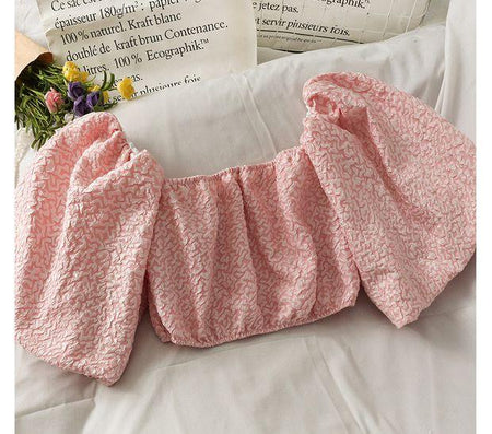Renny Puff Sleeve Blouse - flat-lay product shot, pink - Miss Mosa By Akanksha