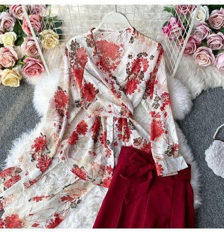 Resse Coord Set - styled flat-lay shot, red floral - Miss Mosa By Akanksha