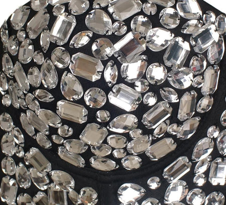 Rhinestone Bustier - close-up of crystal embellishment, silver - Miss Mosa By Akanksha
