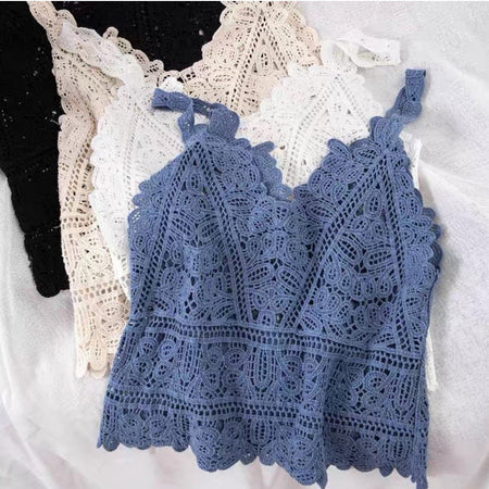 Rica Crochet Blouse - styled flat-lay shot, blue - Miss Mosa By Akanksha