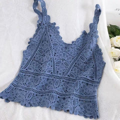Rica Crochet Blouse - flat-lay product shot, blue - Miss Mosa By Akanksha