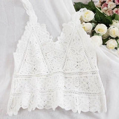 Rica Crochet Blouse - flat-lay product shot, white - Miss Mosa By Akanksha